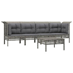 Avis Maison Chic Salon de jardin 5 pcs + coussins - Mobilier/Meubles de jardin - Table et chaises d'extérieur Gris Résine tressée -MN92212