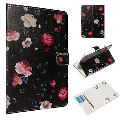 Wewoo Housse Coque Pour Tablet PC universel de 10 pouces de couleur dessin de modèle horizontal Flip étui en cuir PU avec titulaire et fentes cartes fleur de fond noir