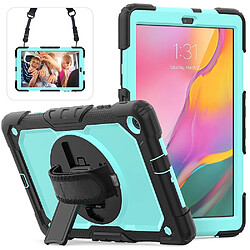 Coque en TPU + Silicone avec béquille et sangle noir/cyan pour votre Samsung Galaxy Tab A 10.1 (2019) SM-T510/T515