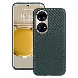 Coque en TPU + microfibre texture en fibre de carbone, antichoc vert pour votre Huawei P50