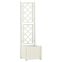 vidaXL Jardinière avec treillis 43x43x142 cm PP Blanc