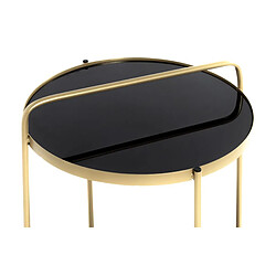 Avis Pegane Table d'appoint, table de salon ronde en métal coloris doré et verre noir - diamètre 38 x hauteur 51 cm