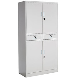 Tectake Armoire métallique de classement avec 2 tiroirs - gris clair