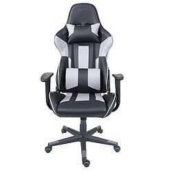 Acheter Decoshop26 Fauteuil chaise de bureau gamer sur roulettes mécanisme de bascule en synthétique noir / gris 04_0001852