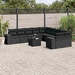 Maison Chic Salon de jardin 11 pcs avec coussins, Ensemble Tables et chaises d'extérieur noir résine tressée -GKD592514