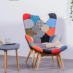 Nest Dream Fauteuil classique avec repose-pieds recouvert de patchwork - Featherston