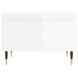 Maison Chic Table basse,Table Console Table d'appoint, Table pour salon blanc brillant 50x46x35 cm bois d'ingénierie -MN85661 pas cher