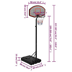 vidaXL Support de basket-ball Noir 237-307 cm Polyéthylène pas cher