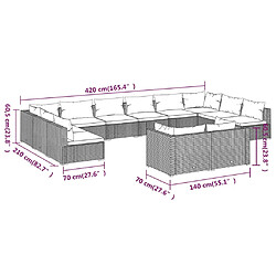 vidaXL Salon de jardin 12 pcs avec coussins Marron Résine tressée pas cher
