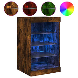 Maison Chic Commode Buffet - Meuble de rangement avec lumières LED chêne fumé 41x37x67 cm -GKD29475