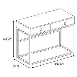 The Home Deco Factory Console 2 tiroirs en bois et métal Jack - Marron et noir pas cher