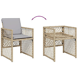 Acheter vidaXL Ensemble à manger de jardin et coussins 17 pcs mélange beige