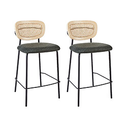 Beliani Tabouret de bar Set de 2 Tissu Vert foncé MAYETTA