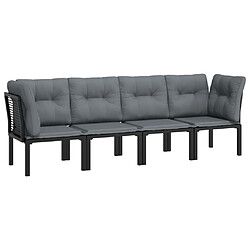 Avis Maison Chic Salon de jardin 4 pcs - Table et chaises d'extérieur - Mobilier/Meubles de jardin Moderne noir et gris résine tressée -MN81681