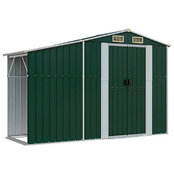 Helloshop26 Abri de jardin cabane cabanon maison de stockage remise extérieur hangar outils robuste 277 x 365,5 x 179 cm acier galvanisé vert 02_0022378 pas cher