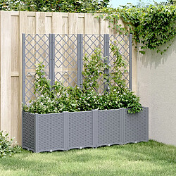 Maison Chic Jardinière,Bac à fleurs avec treillis - pot de fleur gris 160x40x140 cm PP -GKD12511