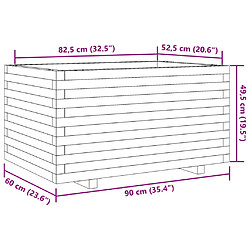 vidaXL Jardinière 90x60x49,5 cm bois de pin massif pas cher