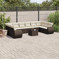 vidaXL Salon de jardin et coussins 11 pcs marron résine tressée