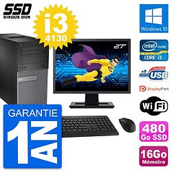 PC Tour Dell 3020 Ecran 27" Intel i3-4130 RAM 16Go SSD 480Go Windows 10 Wifi - Occasion