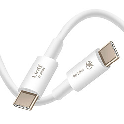 LinQ Câble USB C 65W Power Delivery Charge et Transfert de Données 1.8m Blanc