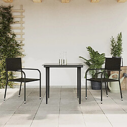 vidaXL Ensemble à manger de jardin 3 pcs noir résine tressée et acier