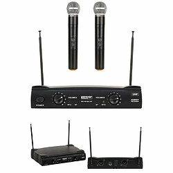 Power Double Micros sans fil Main DJ KARAOKE SONO DJ UHF 2 CANAUX - Freq 640-647.3