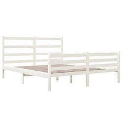 Avis vidaXL Cadre de lit sans matelas bois de pin massif 140x190 cm blanc