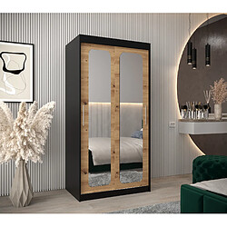 Abiks Meble Armoire PROMO T3 À Portes Coulissantes 200/100/62 2 Portes (Noir/Artisan)