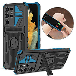 Coque en TPU ENKAY poids léger avec béquille et brassard de sport bleu pour votre Samsung Galaxy S21 Ultra 5G