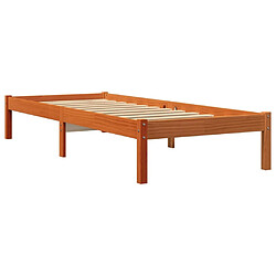 Vidaxl Cadre de lit cire marron 90x200 cm bois de pin massif