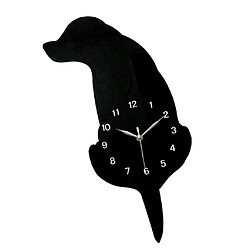 Acheter 3d queue wagging chat chien mur horloge silence horloge chambre décoration noir chien 01