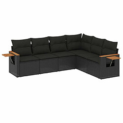 Maison Chic Salon de jardin 6 pcs avec coussins | Ensemble de Table et chaises | Mobilier d'Extérieur noir résine tressée -GKD93437