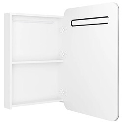 Maison Chic Armoire de salle de bain,Meuble de rangement,Meuble haut à miroir LED Blanc brillant 60x11x80cm -GKD598691 pas cher