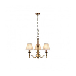 Interiors 1900 Suspension 3 ampoules Stanford, laiton antique, abat-jour beiges