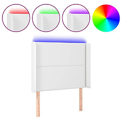 Maison Chic Tête de lit scandinave à LED,meuble de chambre Blanc 83x16x118/128 cm Similicuir -MN37564