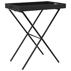 vidaXL Table à plateau pliable noir 65x40x75 cm résine tressée