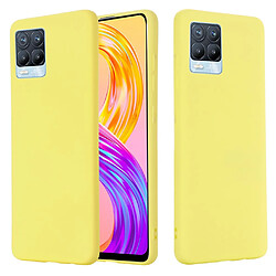 Coque en silicone Liquide de couleur unie avec sangle souple jaune pour votre Realme 8/8 Pro