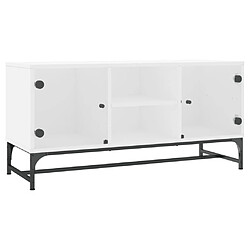 vidaXL Meuble TV avec portes en verre blanc 102x37x50 cm