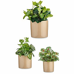 Ibergarden Set de pots 3 Pièces Ø 14 cm Ø 22 cm Ø 17 cm Cylindre Beige