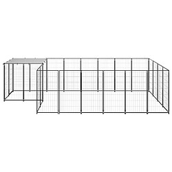 Helloshop26 Chenil extérieur cage enclos parc animaux chien 8,47 m² 110 cm acier noir 02_0000558