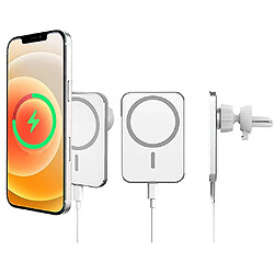 Chrono Chargeur sans fil magnétique puissant pour voiture - Support magnétique pour évent de voiture/support compatible avec iPhone 12/12Pro/Mini/12 Pro Max, Accessoires pour étui Mag-Safe Support de téléphone magnétique Support de charge rapide Qi 15W (Blanc)