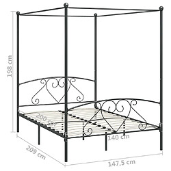 Acheter vidaXL Cadre de lit à baldaquin sans matelas gris métal 140x200 cm