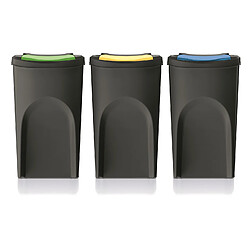 Ensemble de poubelles de recyclage Keden Sortibox 3x35L noir