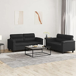 Maison Chic Ensemble de canapés 2 pcs avec coussins, Canapé droit Sofa pour Salon Noir Similicuir -GKD404661