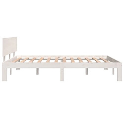 Maison Chic Lit adulte 150x200cm - Cadre de lit,Structure du lit Contemporain pour chambre Blanc Bois massif Très grand -MN60204 pas cher