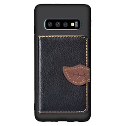 Wewoo étuis Coque Housse Étui de protection en TPU texturé à texture litchi avec feuille magnétique pour Galaxy S10 +, emplacements pour cartes, support et porte-monnaie (Noir)