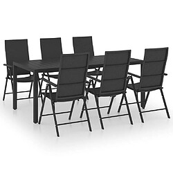 Salle à manger de jardin 7 pcs,Table et chaise à dîner Noir -MN52863