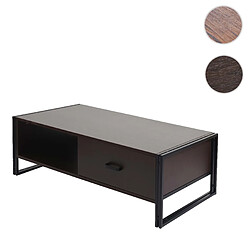 Mendler Table basse HWC-A27, table d'appoint table de salon, 41x120x60cm structure 3D, métal MDF ~ brun foncé