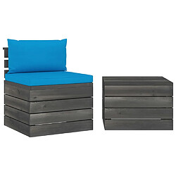 Maison Chic Salon palette de jardin 2 pcs avec coussins,Table et Chaises d'extérieur,Mobilier de jardin Bois de pin massif -MN71392