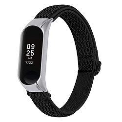 Bracelet en nylon tressée élastique réglable noir pour votre Xiaomi Mi Band 4/3